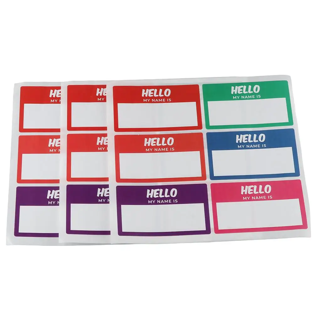 10 Sheets Hello My Name is Name Tags Colorful Rectangle My Name is Stickers 6 Colors Self-Adhesive Name Plate Meeting