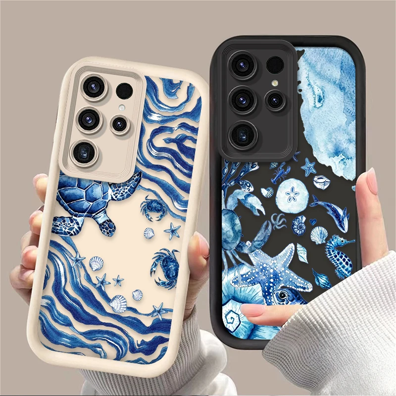 Watercolor Marine Life Oil Art Phone Case For Samsung Galaxy S26 S25 Edge S24 S23 Ultra S22 Plus S21 FE A07 A17 4G A37 A57 5G