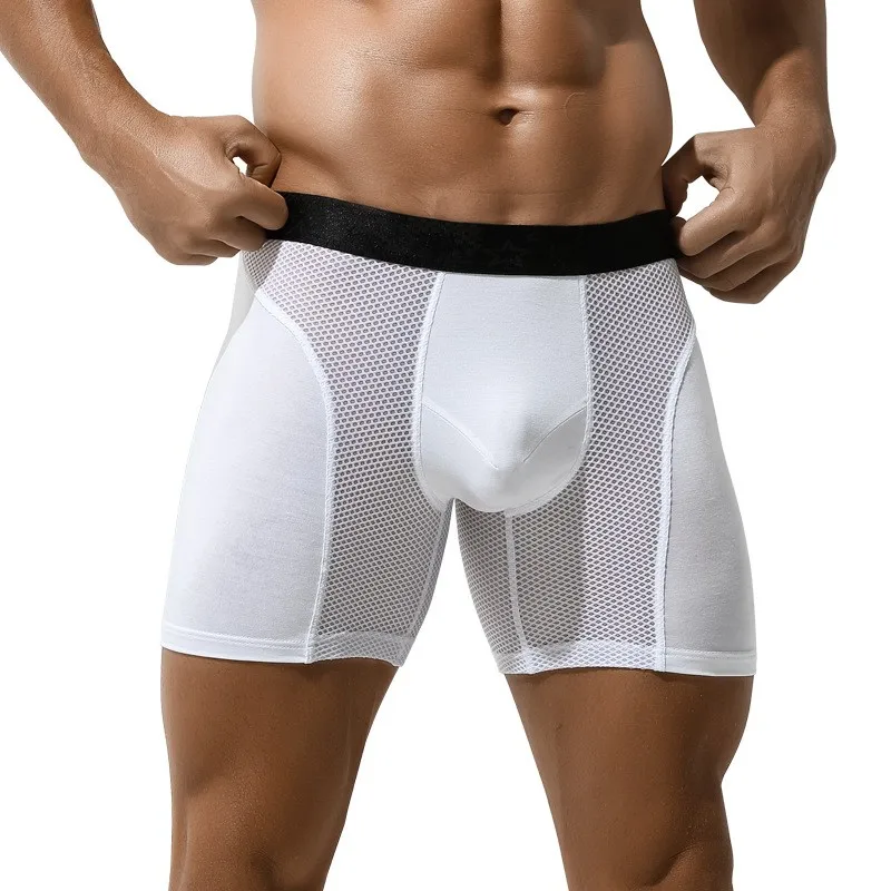 

Sissy Men Lengthen Boxer Seamless Briefs Underwear Workout Fitness Shorts U Convex Pouch Boxershorts Panties Cuecas Masculinas