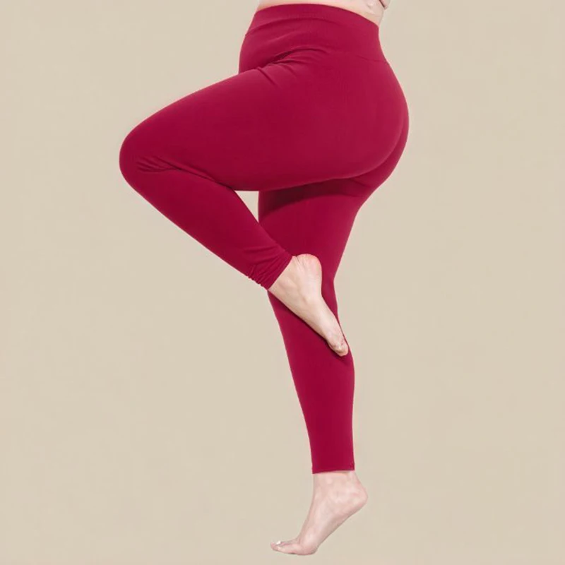 2025 رائجة البيع النساء مريحة الحرارية الصلبة طماق الإناث عالية الخصر مستقيم الساق السراويل سيدة الثلوج الدافئة اليومية بنطال رفيع #5