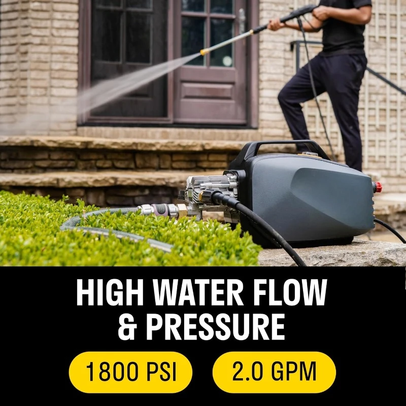 Electric Pressure Washer - 2.0 GPM Flow and 1800 PSI Peak Pressure, Pressure washers for Power Wash