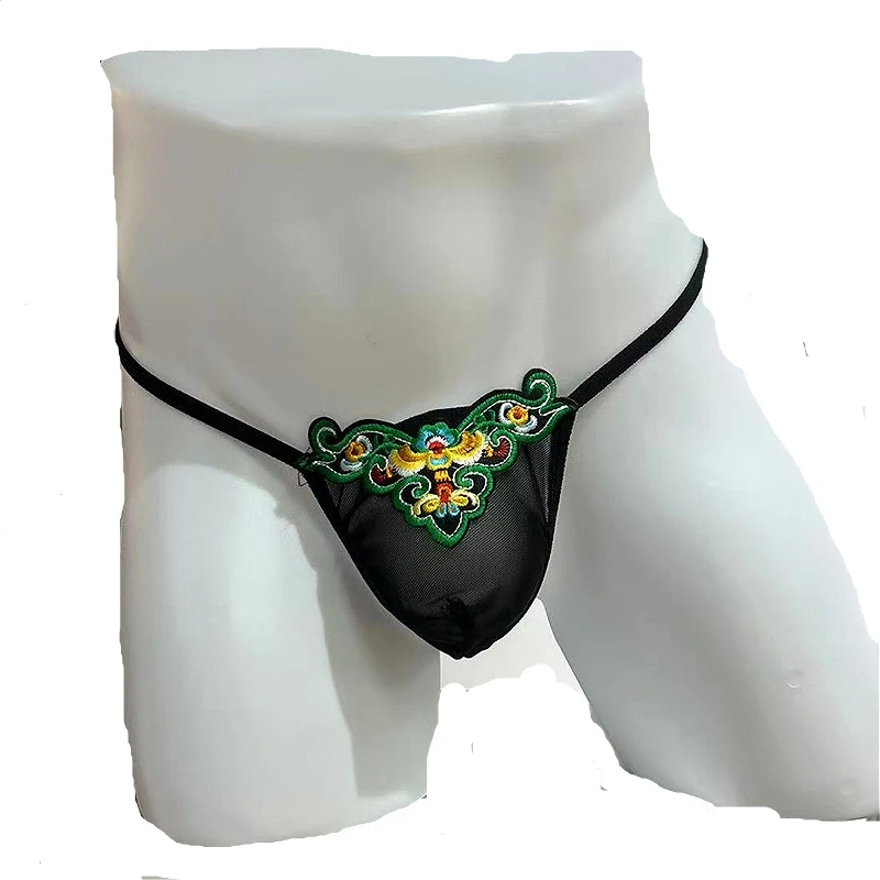 

Embroidery Sexy Underwear Men Thong Traditional Chinese Style Sissy Mens Lingerie Gay G-Strings Ropa Interior Hombre T-panties