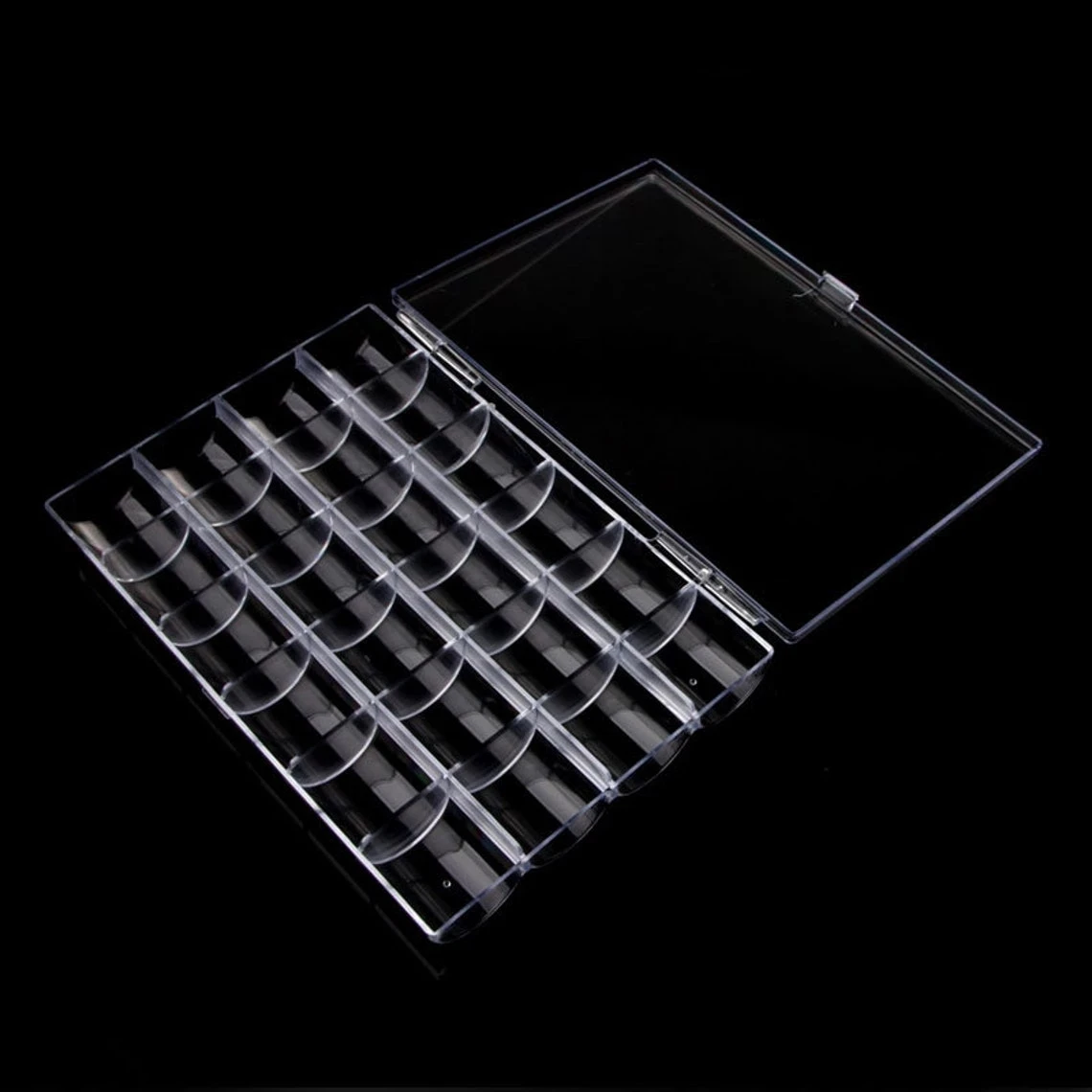24 Grid Clear Box Plastic Empty Storage Box Organizer Cosmetic Nail Art Rhinestone Jewelry Beads Case Portable Storage Container