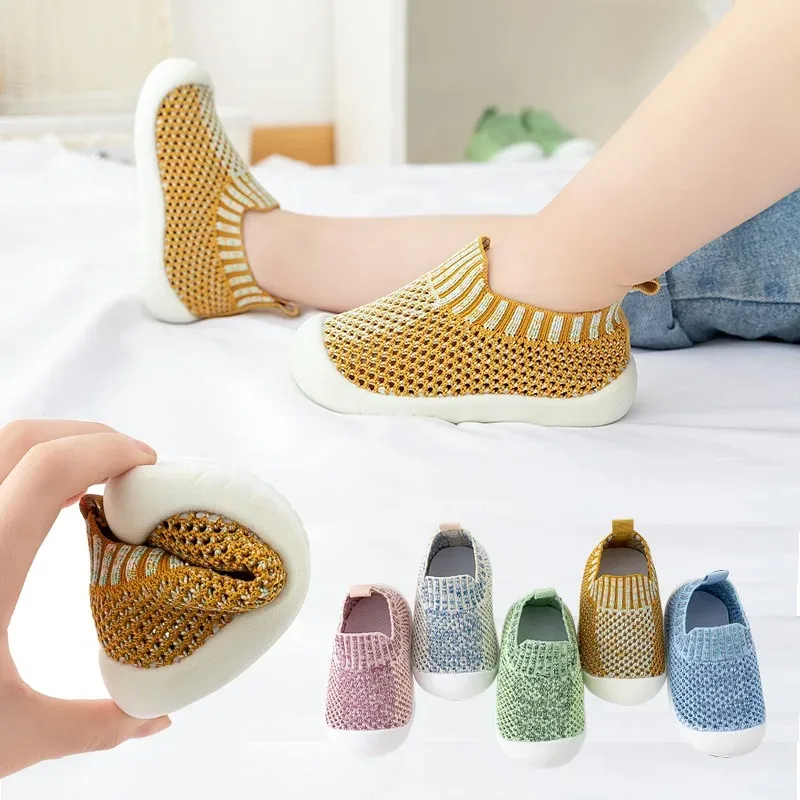 

Newborn Baby Mesh Cotton Toddler Shoes Summer Baby Boy Non-slip First Walking Shoes Soft Hollow Breathable Shoes Kids Sneakers