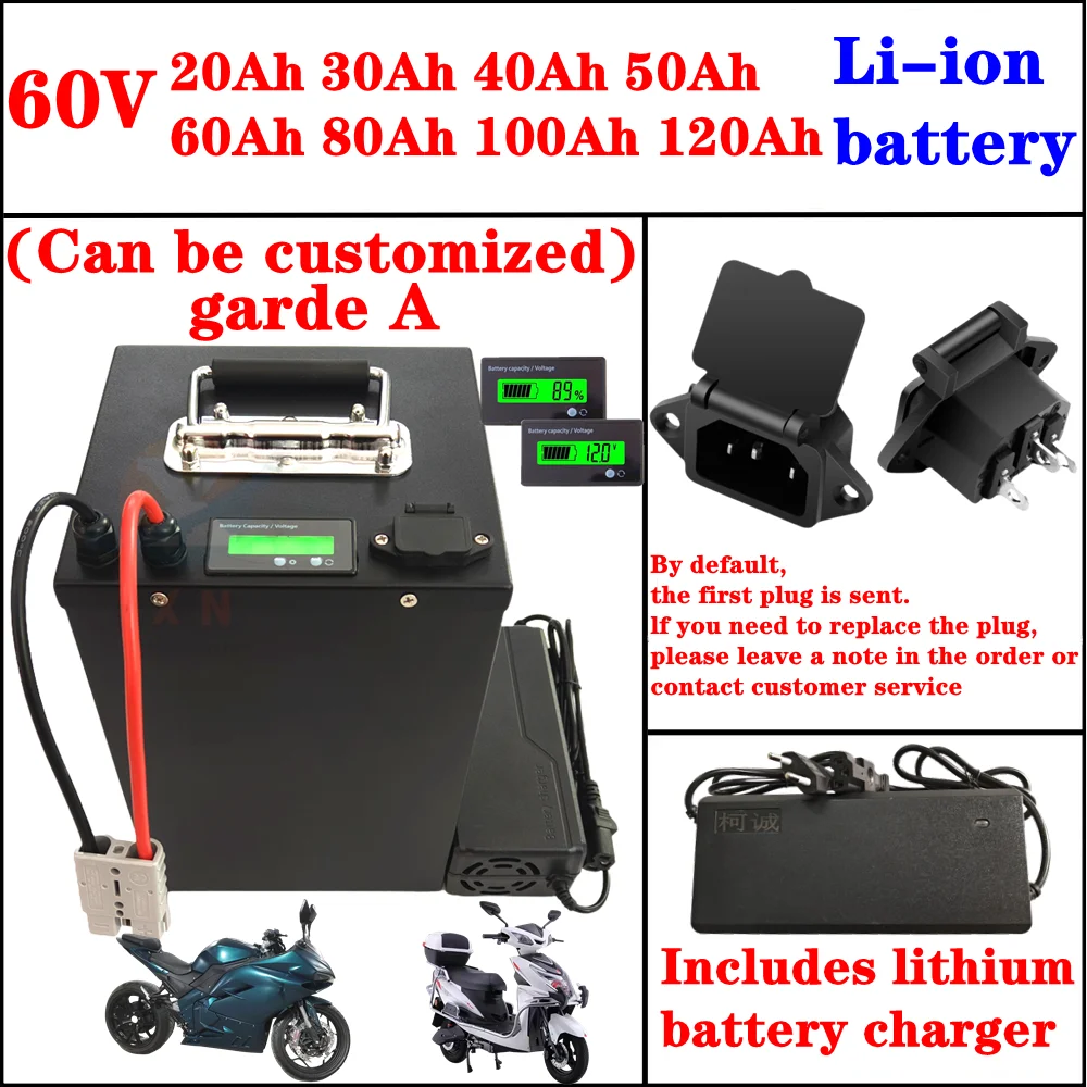 17S 60V 20Ah 30Ah 40Ah 50Ah 60Ah 80Ah 100Ah 120Ah lithium ion battery pack for 1000W 2000W 3000W 5000W 6000w 8000W golf cart