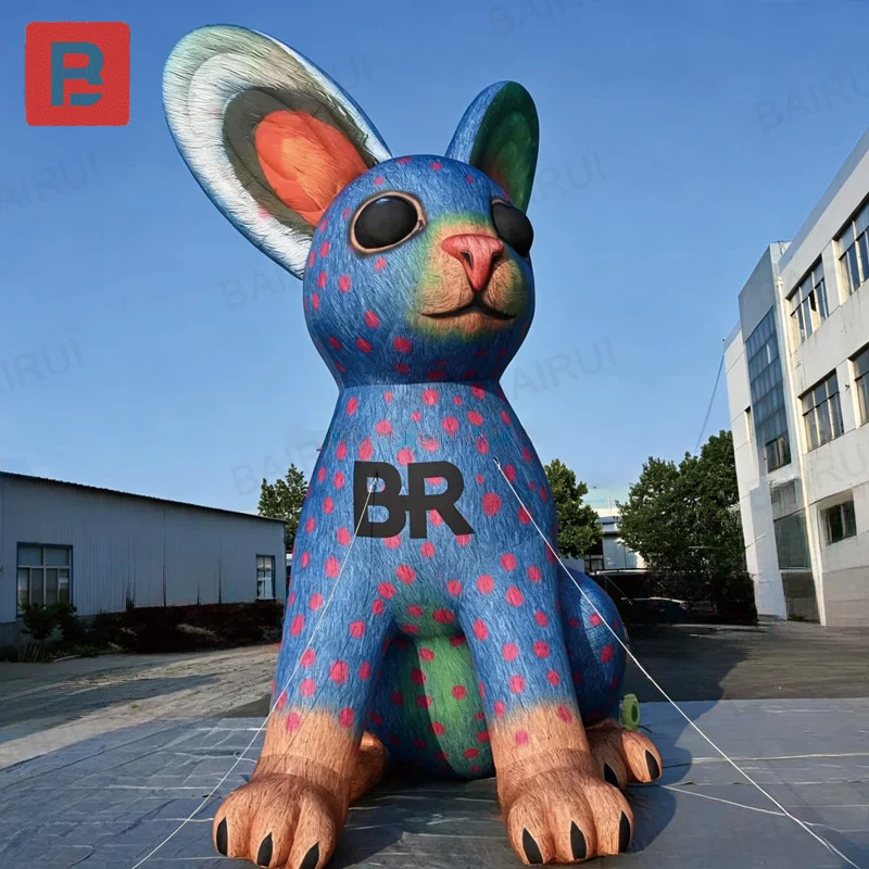 Inflatable cartoon rabbit with blower, promotional inflatable product for brand events and advertising