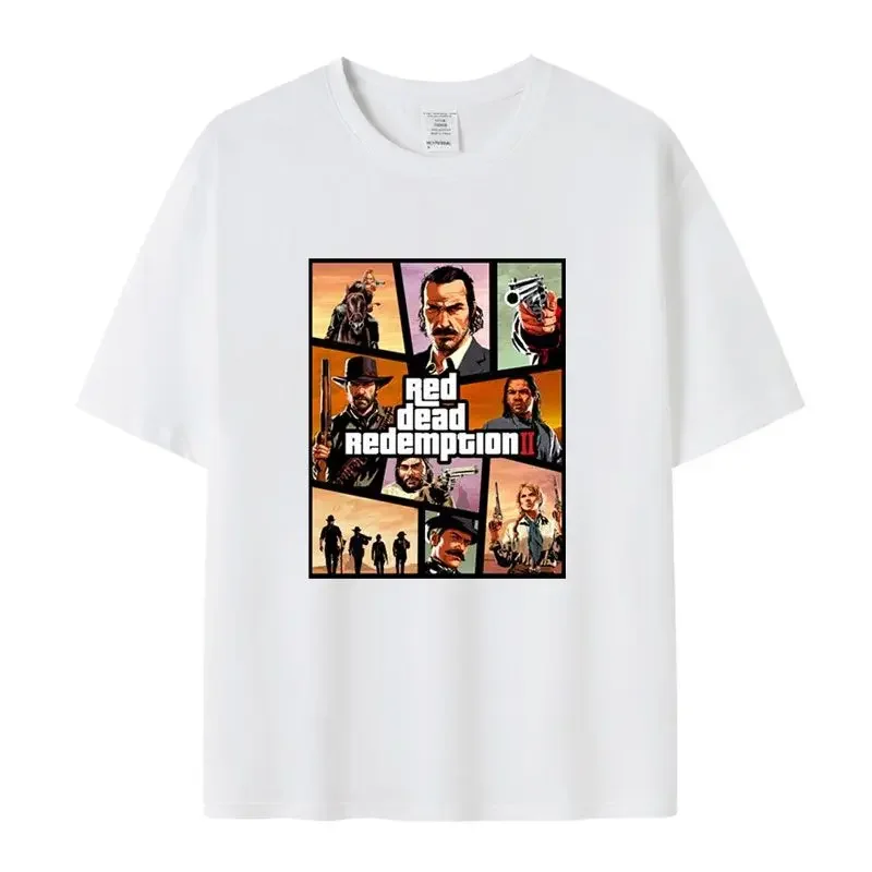 

R Star Wilderness Red Redemption 2 игровые товары Летняя уличная тенденция Свободная подростковая футболка с круглым вырезом и короткими рукавами