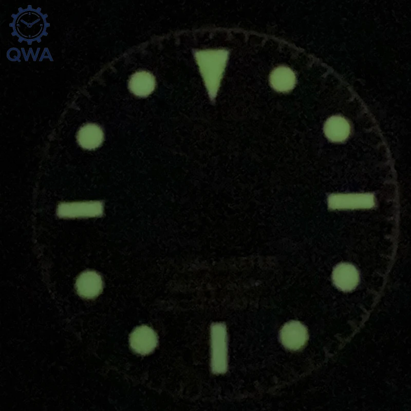 Qwa 28.5mm nh35 clássico retro preto-laranja mostrador verde luminoso ajuste nh35 acessórios de relógio automático