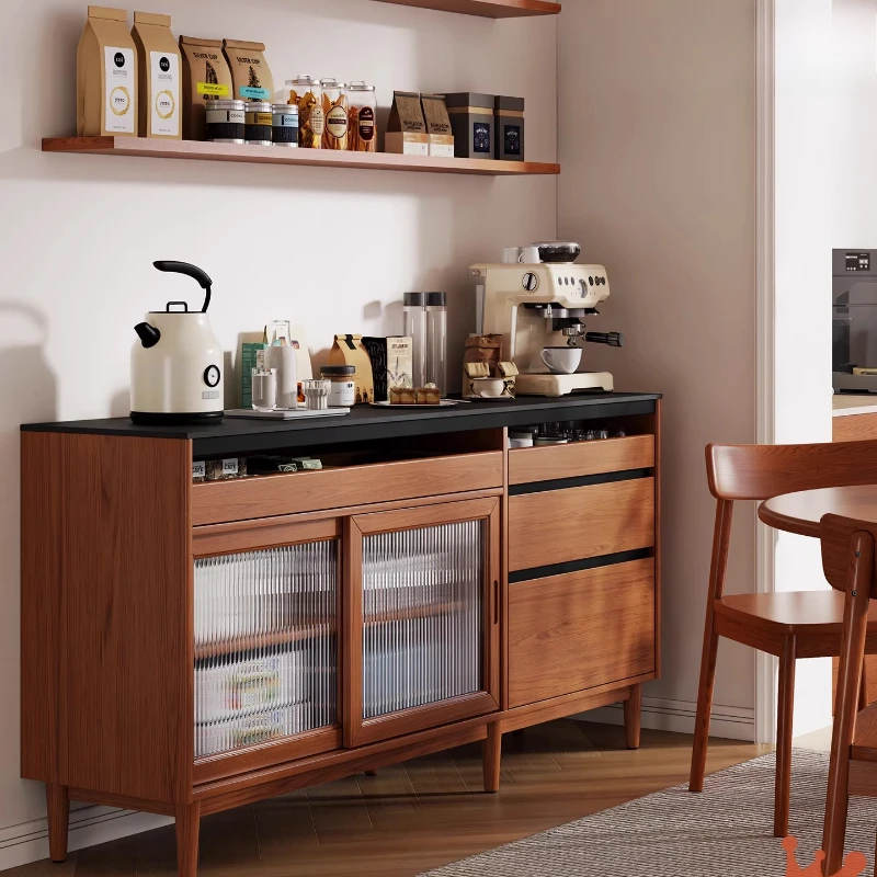 

rock slab dining sideliving room storage against the wall integrated low cabinet, kitchen multi-functional wine cabinet tea