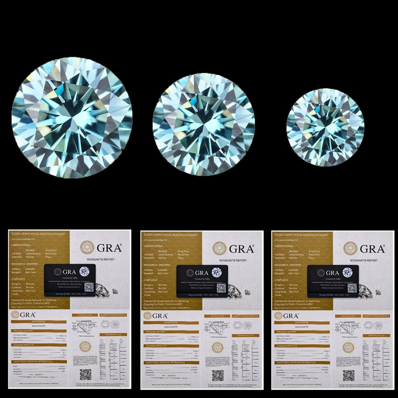 

Certified Blue Moissanite Sparkling Round Cut VVS Loose Gemstone for Jewelry Making with Report