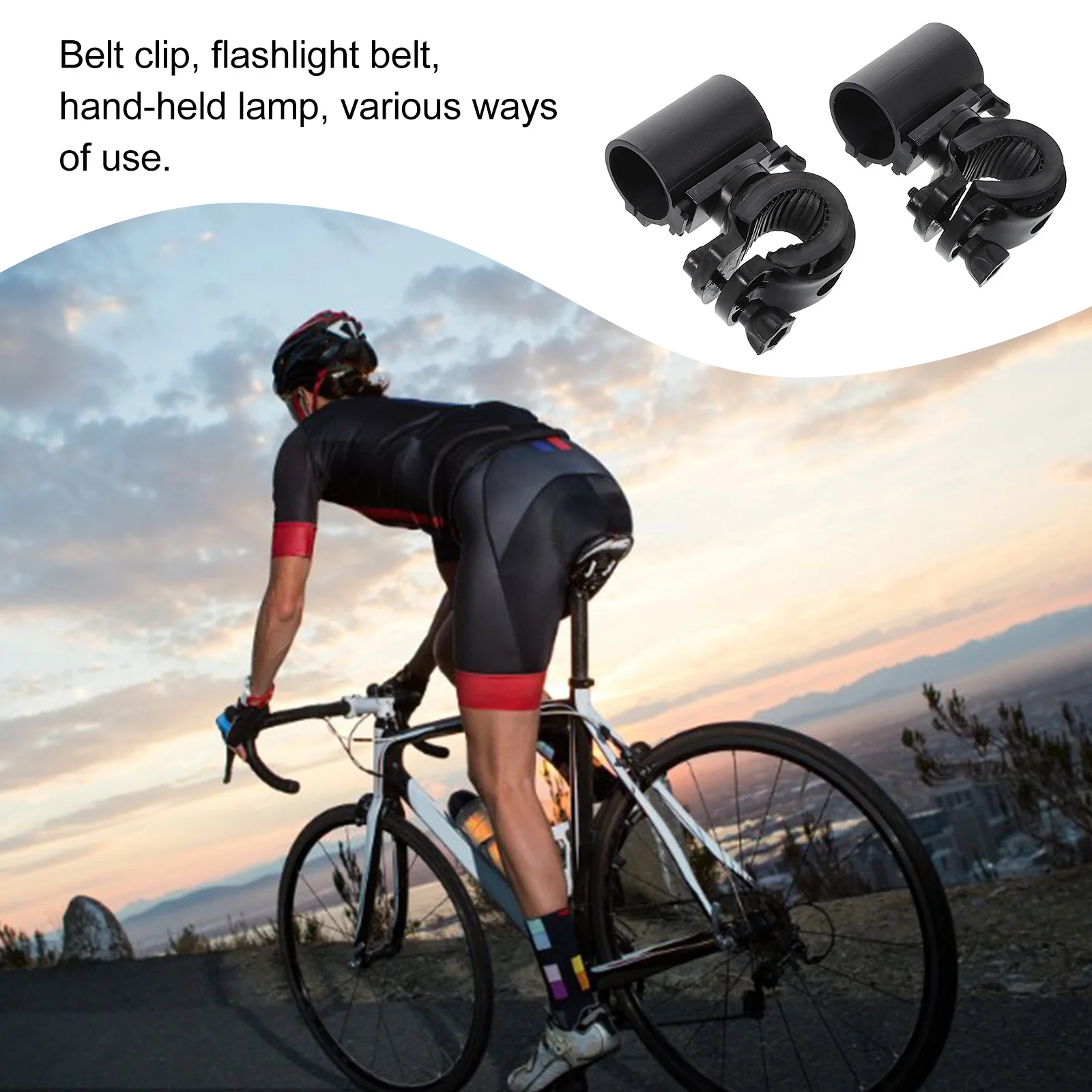 

2 Pcs Bike Light Clip Bicycle Flashlight Holder Accessories Clamp Bracket Mount Attachment for