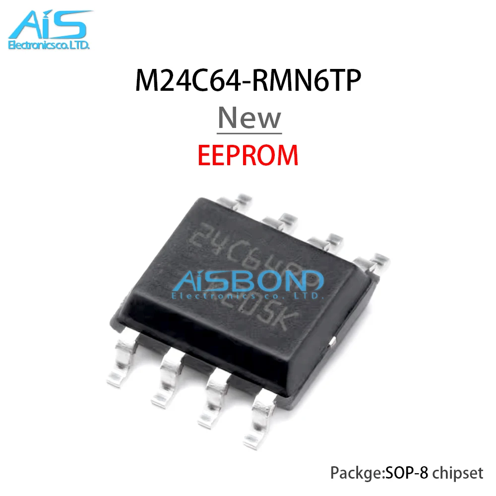 10Pcs/Lot New M24C64-RMN6TP 24C64RP SOP-8 128 Kbit 64Kbit 32 Kbit serial I2C bus EEPROM CHIP