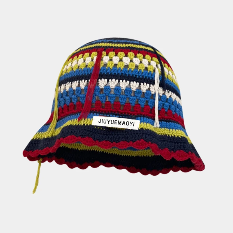 2024 Spring New Crochet Hat Korean Handmade Bucket Hat Women's