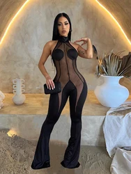 Summer Wear One Piece Women Jumpsuit Long Elegant Transparent Mesh Jumpsuit Tight Bodycon Sexy Jumpsuit Wholesale Dropshipping