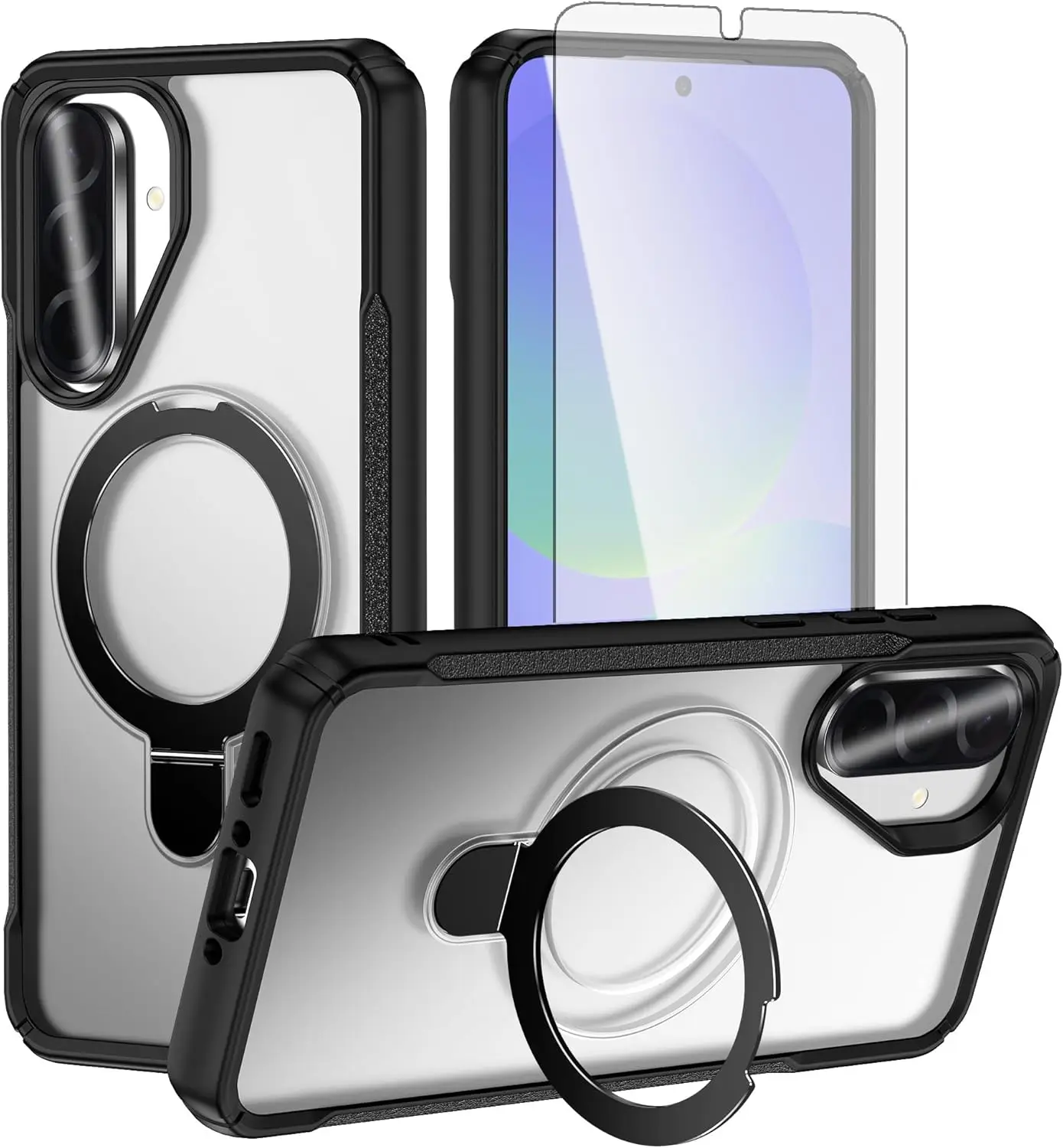 

Phone Case for Samsung Galaxy A35/A55 5G Magnetic Cell Cover with Tempered Glass Screen Protector and Silicone Hybrid