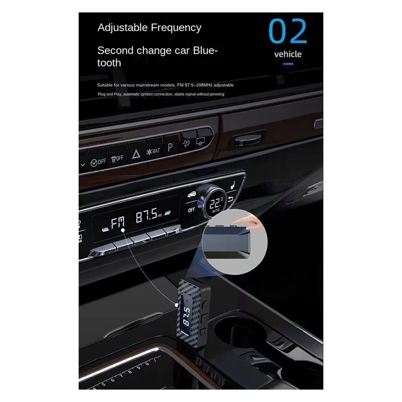 USB อะแดปเตอร์เสียงบลูทูธตัวรับสัญญาณบลูทูธเครื่องรับสัญญาณไร้สายรถบลูทูธ 5.0FM เครื่องส่งสัญญาณทนทาน