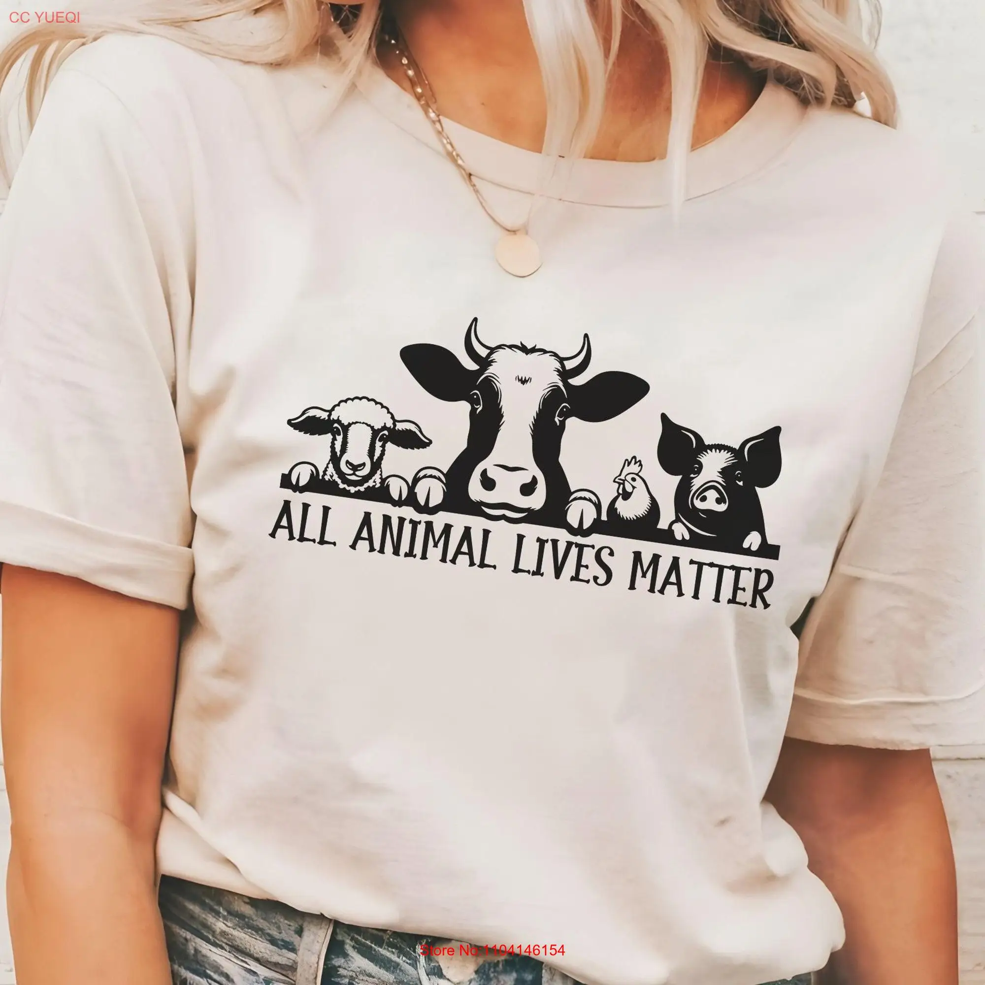 Animal shirt lives Friends Not Food Vegan T Vegetarian Herbivore long or short sleeves