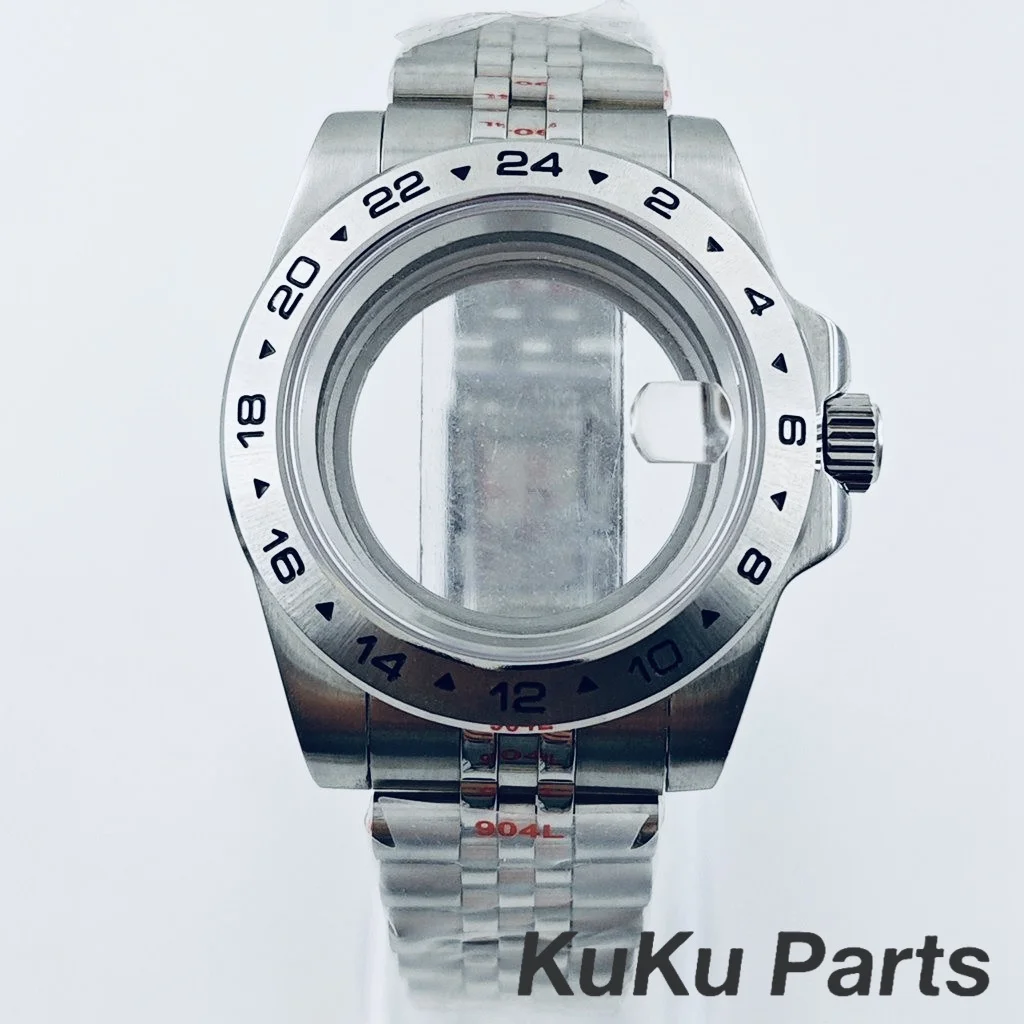 

NH35 Explorer 40mm Jubilee Bracelet Sapphire Crystal Watch Case GMT Steel Bezel Waterproof for NH34 NH35 NH36 NH38 NH70 Movement