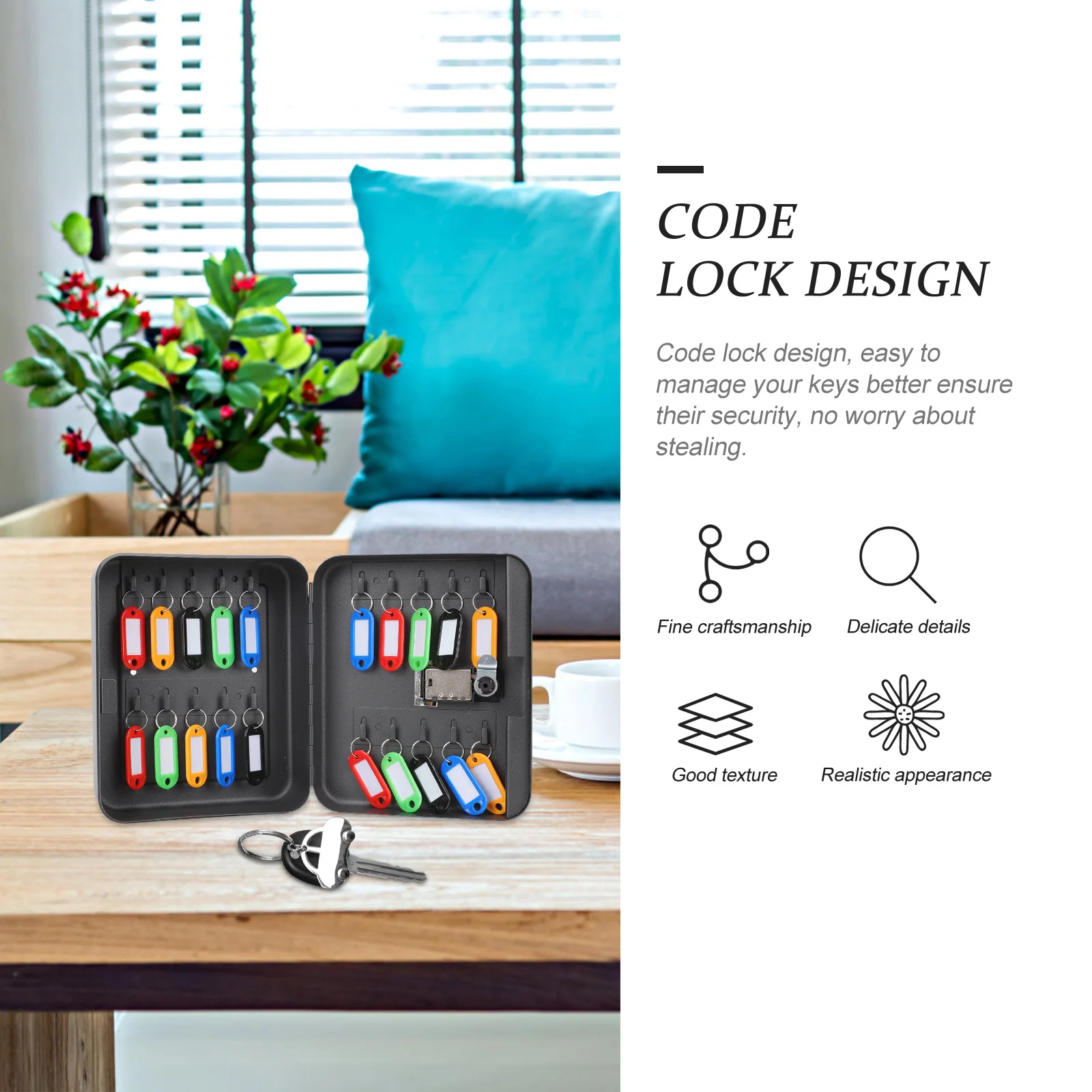 1 مجموعة 20 فتحة اقفال الصناديق الرئيسية الحائط صندوق إدارة المفاتيح المعدنية رمز الوصول إلى سطح مقاوم للخدش #4