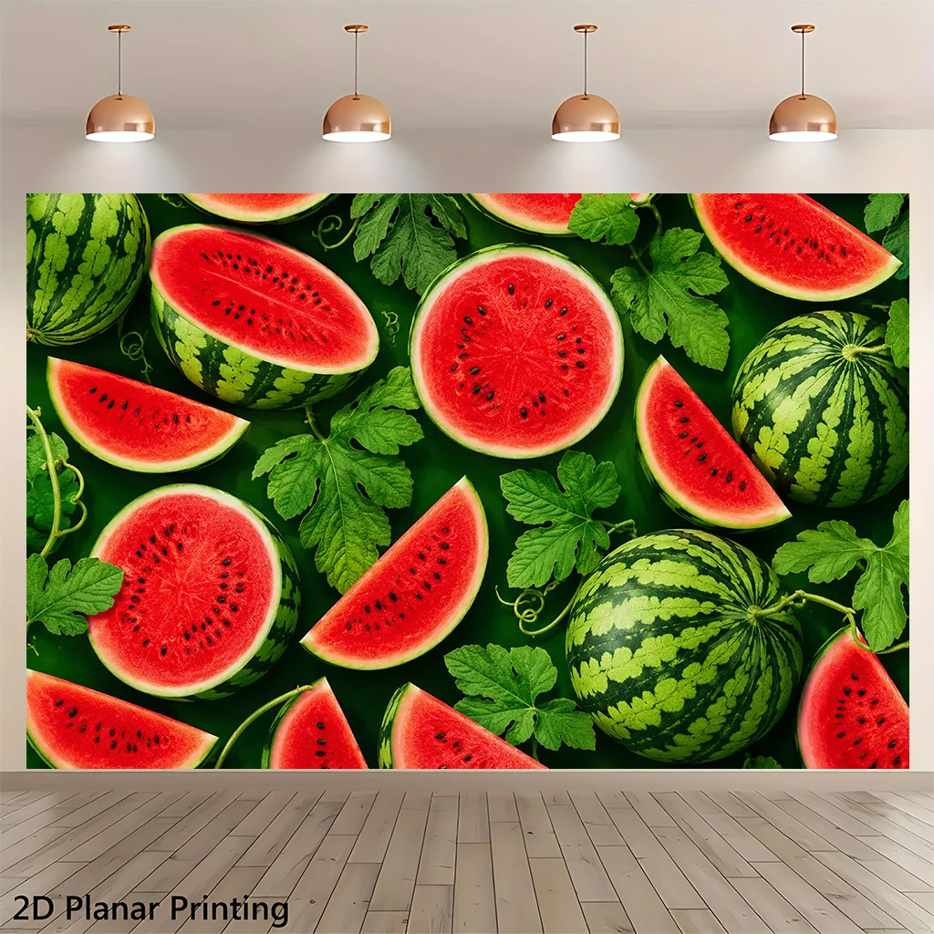Vibrant Watermelon Slice Tropical Pattern Tapestry Wall Art Greenery Wall Hanging Summer Foodie Kitchen Living Room Decor