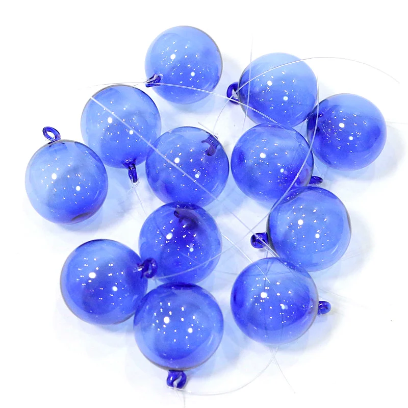 12Pcs Wholesale Hand-Blown Transparent Hollow Bubble Ball Aquarium Decor Hanging Ornaments Accessories Navy Blue Floating Balls