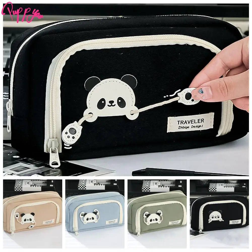 Desktop Storage Aesthetic Pencil Bag Large Capacity Aesthetic Pencil Box Creative Dancing Panda Pen Case Organizer Office