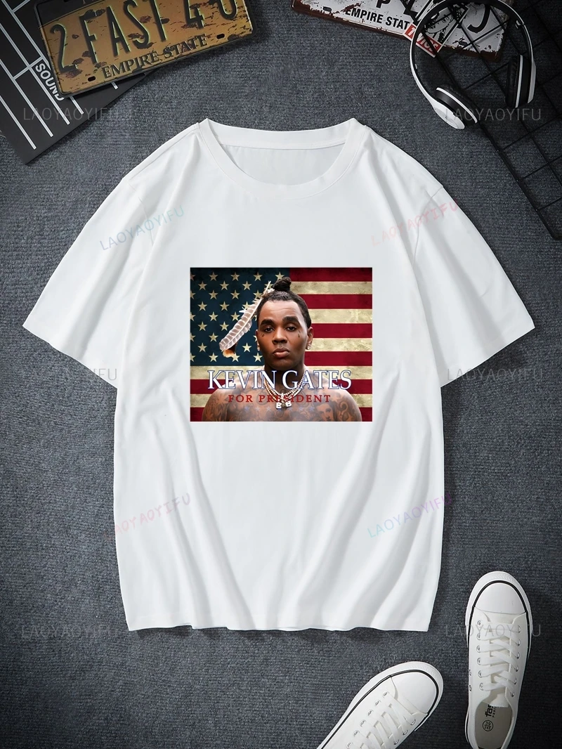 Vintage Kevin Gates Rapper Poster Printed T-shirt Top Kevin Gates Trend Harajuku Short Sleeved Unisex Shirt Cotton T-shirt