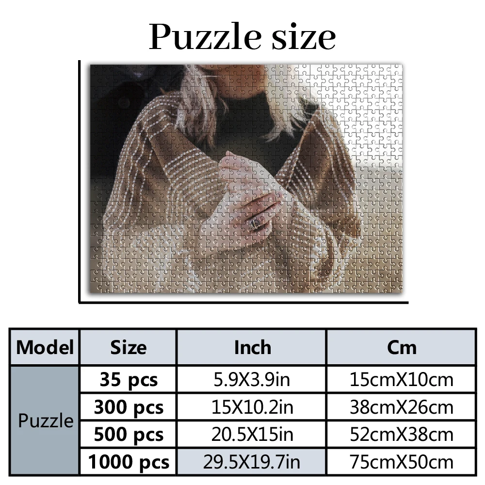 35/300/500/1000pcs Personalized Custom Photo Puzzle Photo Valentine's, Mother's, Father's, Halloween, Christmas, New Year