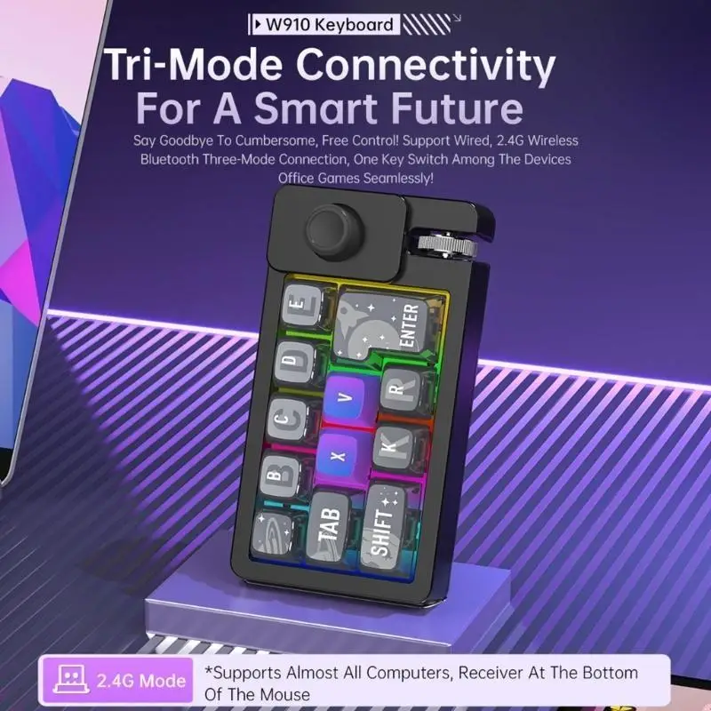 

462E Беспроводная игровая клавиатура с защитой от ореолов, 3 режима подключения, цветная подсветка, переключатели с возможностью