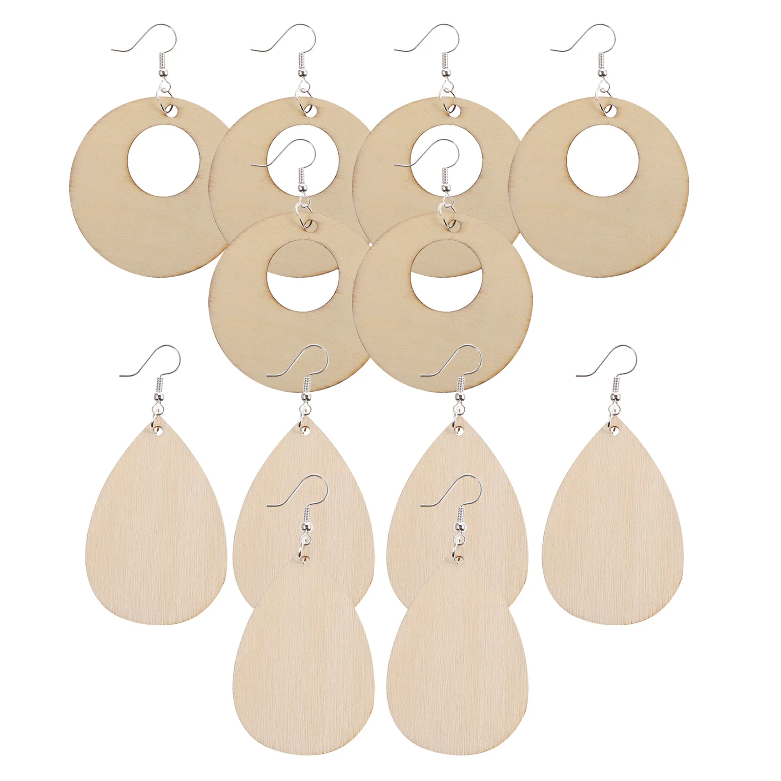 300Pcs Wooden Earrings Set Unfinished Wood Pendant DIY Craft Kit Party Celebration Wedding Jewelry Pendants Earring Pendant Kit