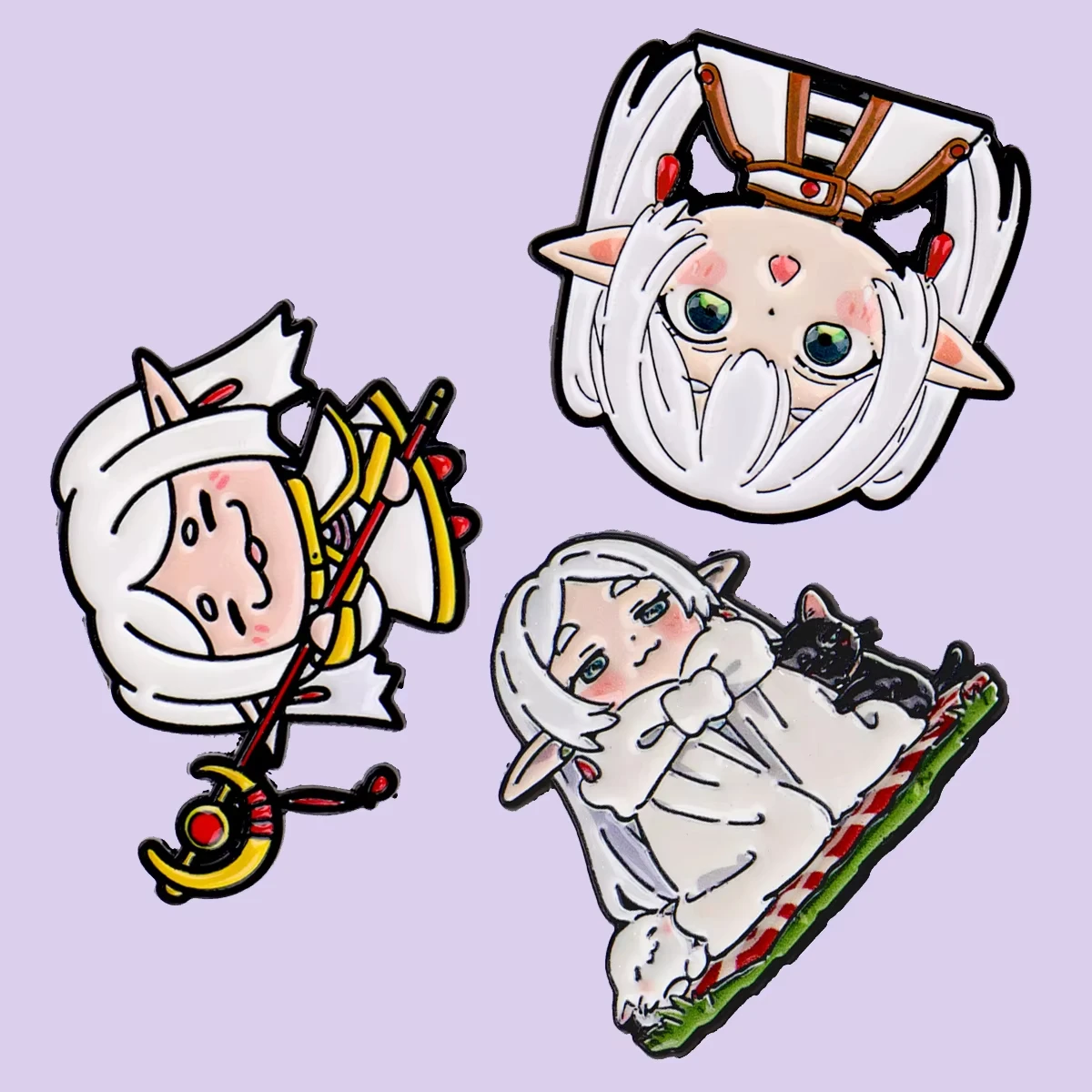 1-2pcs/set White Hair Girl Enamel Pins Anime Metal Brooch Backpack Collar Lapel Badges Men Women Fashion Jewelry Collection Gift