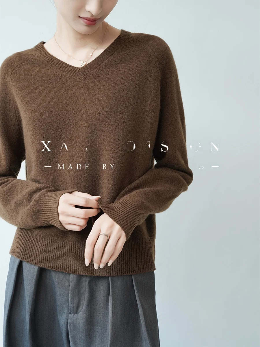 

XALI Warm Lightweight Woolen V-Ne Knitted Sweater Women's Winter Base Layer irt Inner Wear Turtlene Long Sve C...