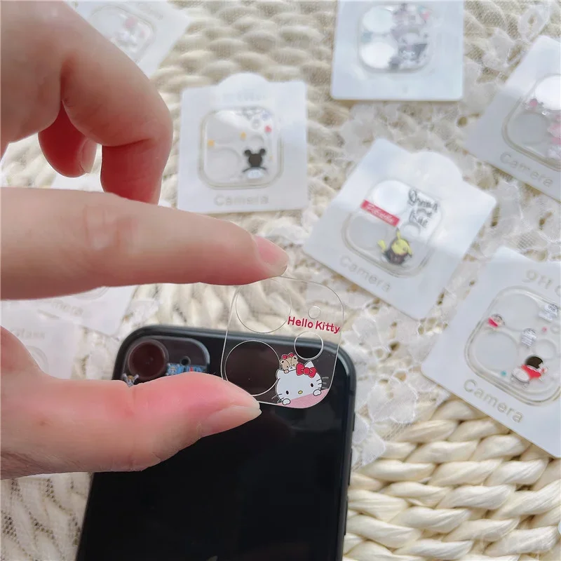 Sanrio Hello Kitty Transparent Camera Lens Protector for IPhone 14 13 12 11 Pro Max Mini Kawaii Anime Tempered Glass Lens Film