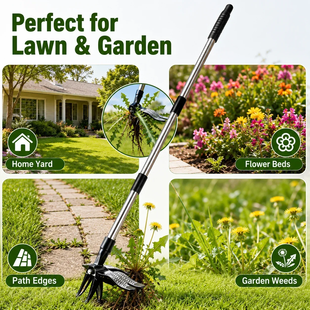 Stand Up Weed Puller Tool with Screw Holes Portable Weeding Head Replacement Gardening Digging Weeder Removal Accessory