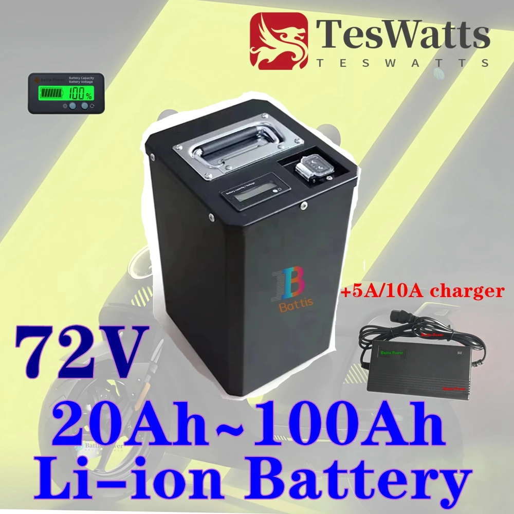 

Литий-ионный аккумулятор Teswatts 72 В 100 Ач 20 Ач 35 Ач 45 Ач 50 Ач 60 Ач 85 Ач для Teswatts 1 кВт 2 кВт 3 кВт + зарядное устройство