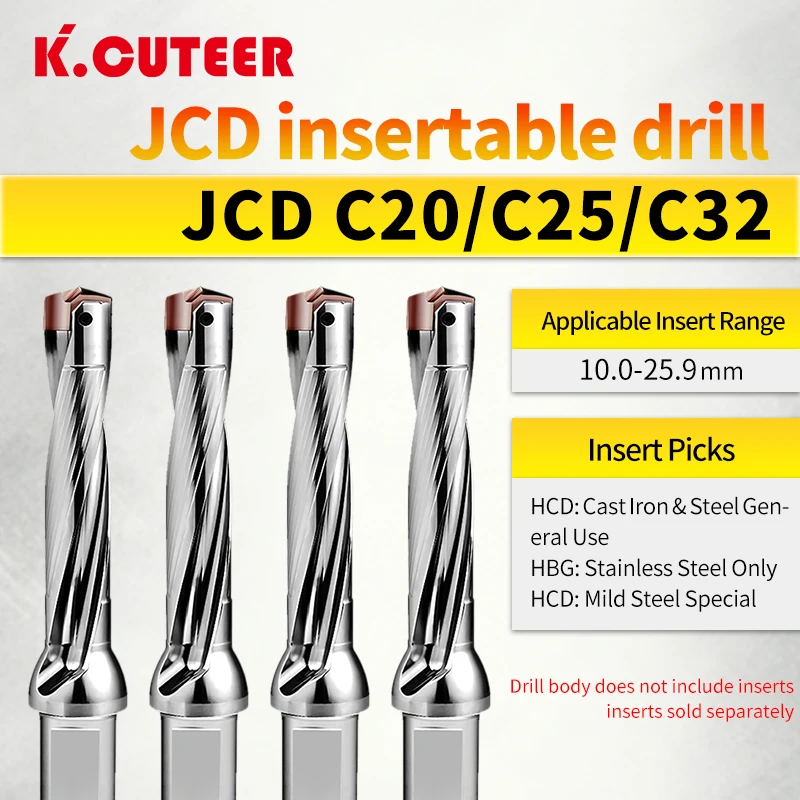 High Efficiency Precision Insertable U Drill 3D 4D 5D 8D 10D Internal Cooling JCD Crown Drill Rod Diameter 10-29mm for HCD