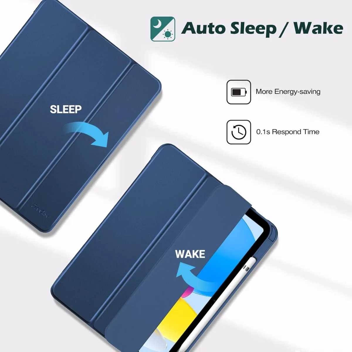 for iPad (A16) 11th Generation 11 Inch 2025/10th Generation 10.9 Inch 2022 Case Pencil Holder,Case with Clear Back,Wake/Sleep