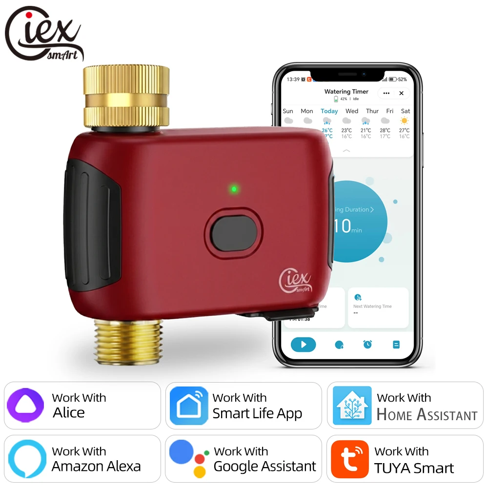 Minuterie d'eau WiFi intelligente, contrôleur d'irrigation, aucun Hub requis, vanne d'arrosage goutte-à-goutte automatique pour jardin, contrôle par application Tuya