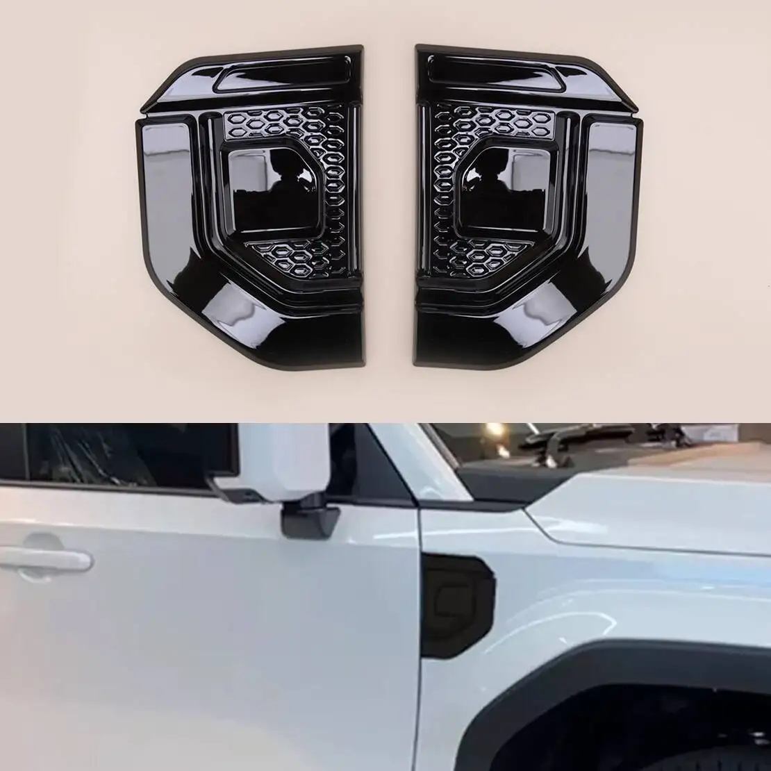 

1 Pair Side Fender Vent Cover Trim Fit for Toyota Prado Land Cruiser Lexus GX 2024 Gloss Black ABS