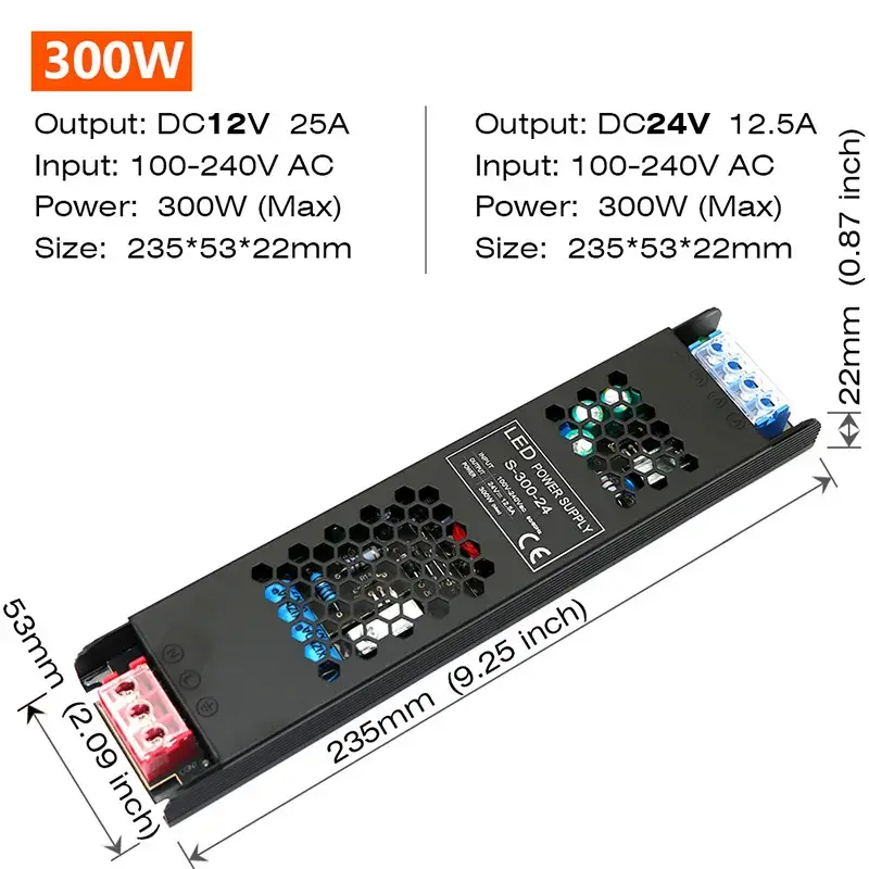 Constant Voltage Power Supply 48W 60W 100W 150W 200W 300W 400W Thin Driver For LED Strips DC 12V / 24V Lighting Transformers - Image 9