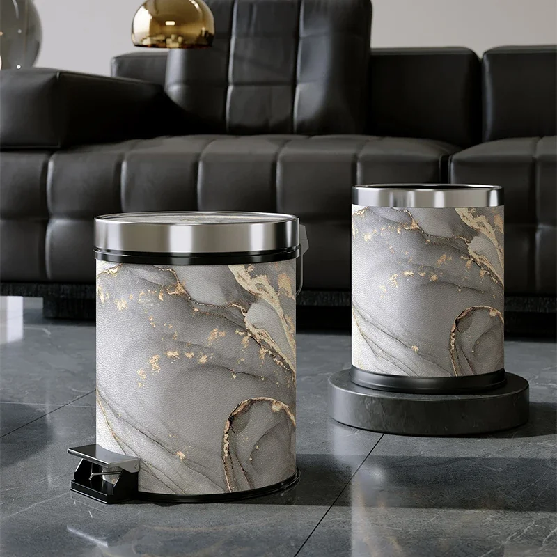 

#modern kitchen Food waste processing machine luxury marble pattern trash canliving room bedroom bathroom pedal trash can Trash