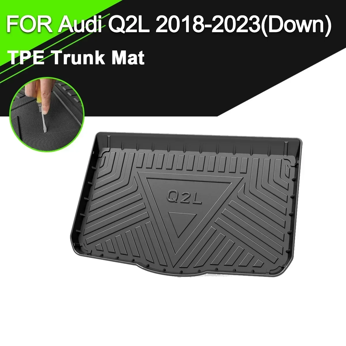 

Car Rear Trunk Cover Mat TPE Waterproof Non-Slip Rubber Cargo Liner Accessories For Audi Q2L 2018-2023 (Down)