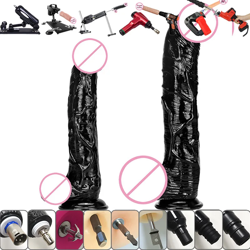 

Realistic Super Huge Dildo 3XLR Adapter Extra Long Black Penis Anal Plug Toys Sex Machine Attachments Quick Air Connector