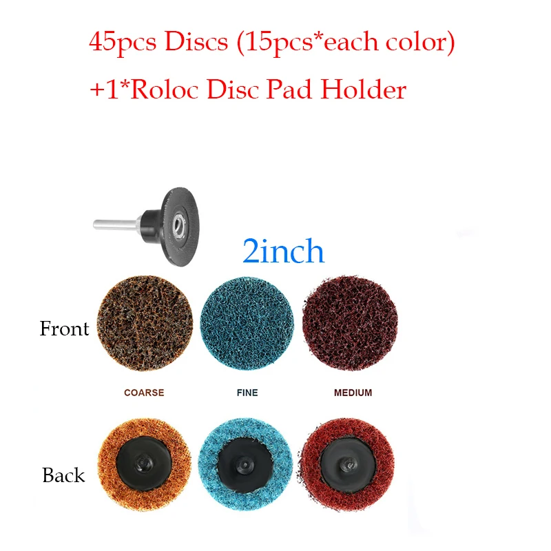 45/51/80PC Sand Paper Angle Grinder Polishing Grinding Sanding Disc with Roll Lock Disc Pad Holder for 1/4 Air Angle Die Grinder