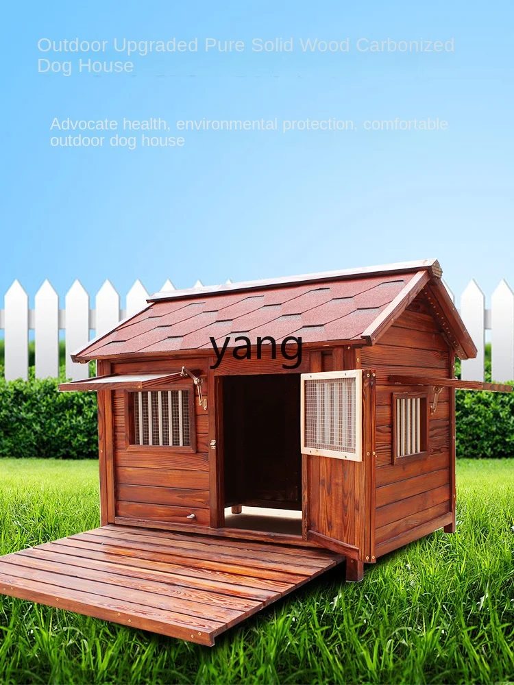 Yjq Outdoor Large Dog Outdoor Solid Wooden Dog Cage Rain-Proof Pet Room Nest Waterproof