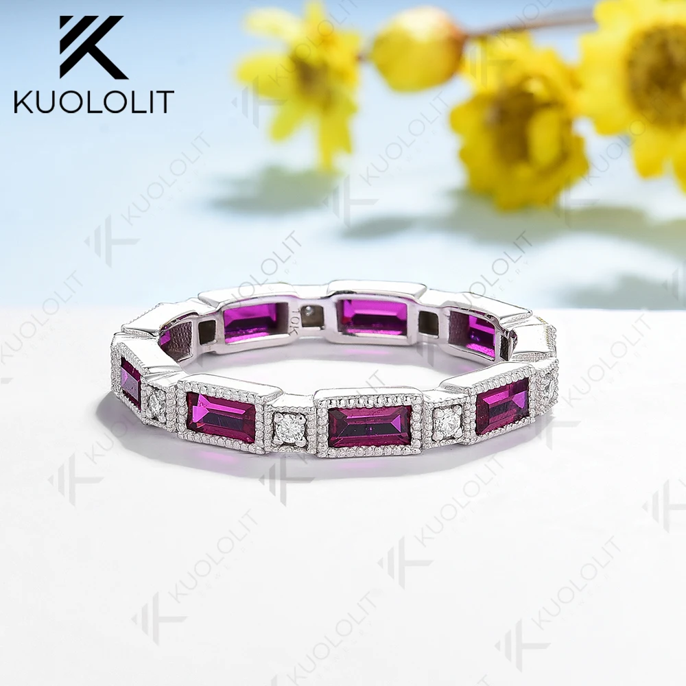 Kuololitlab, Выращенный рубин, Бриллиантовая лента, однотонная, 18K, 14K, 10K, серебро 925 пробы, желтое золото для помолвки на годовщину Kuololitlab, Выращенный рубин, Бриллиантовая лента, однотонная, 18K, 14K, 10K, серебро 925 пробы, желтое золото для помолвки на годовщину