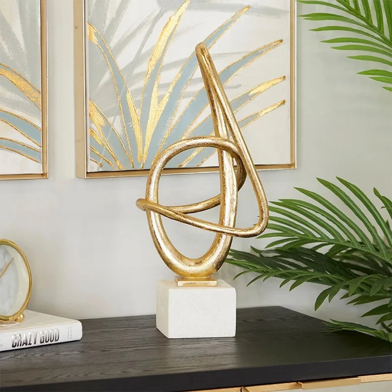 Creative Twisted Line Gold Plated Sculpture Modern Crafts Desk Decoration Minimalist Ornaments Sculpture Room Aesthetics Decor