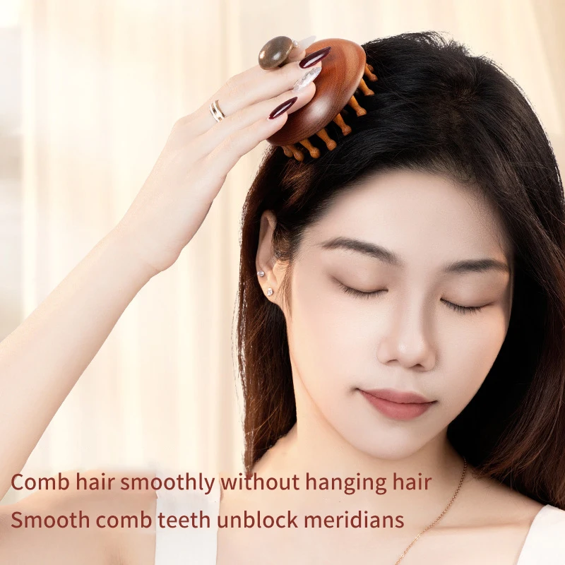 Circular Multi-Functional Wood Therapy Massage Comb Anti Static Scalp Massager Tooth Guasha Scraping Body Massager