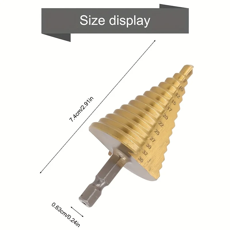 HSS Step Drill Bit Straight Groove Titanium Coated Wood Metal Hole Cutter 13 Steps Multiple Hole Cone Drill Bits 5-35mm
