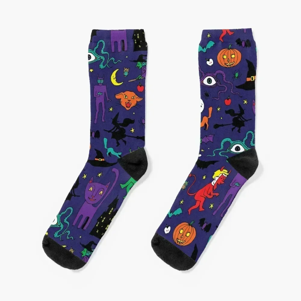 

Retro Halloween - original - Halloween pattern by Cecca Designs Socks Wholesale Crossfit heated Women Socks Men's